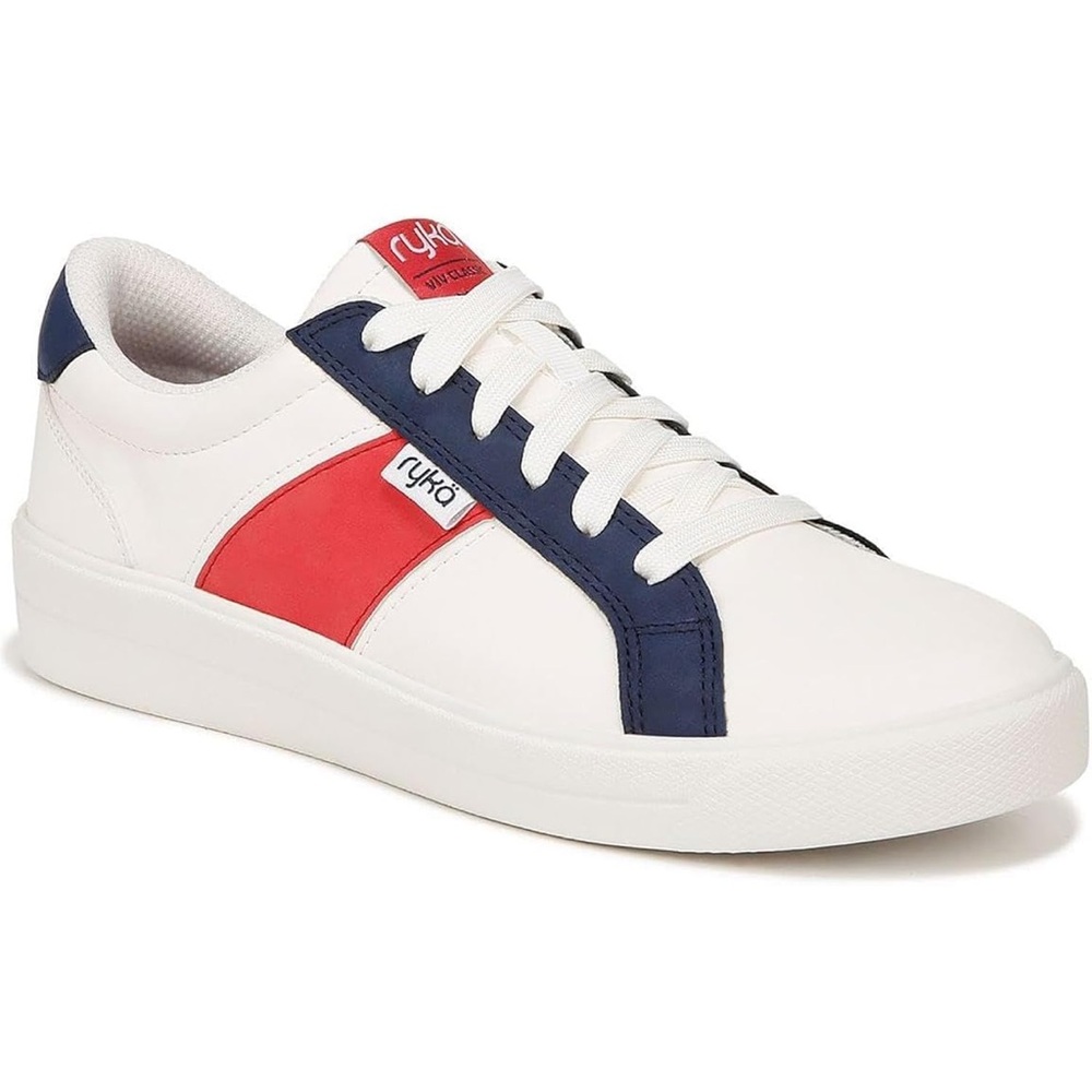 Ryka White and Blue Sneakers with Textured Leather